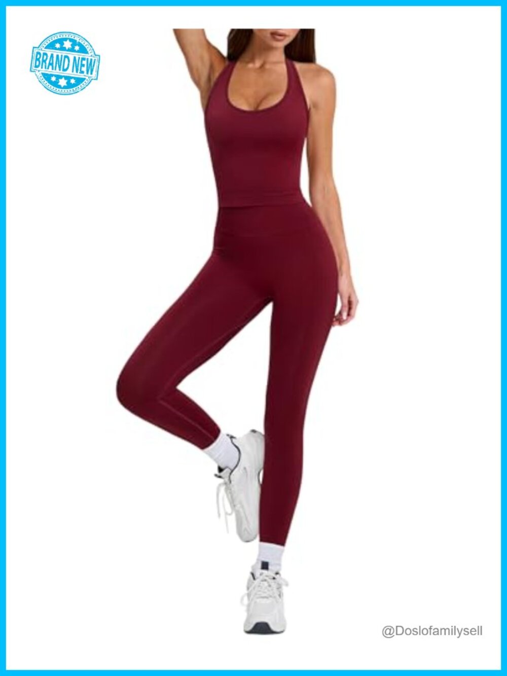 2 Piece Workout Set Halter Sports Bra Butt Lifting Leggings Yoga Gym